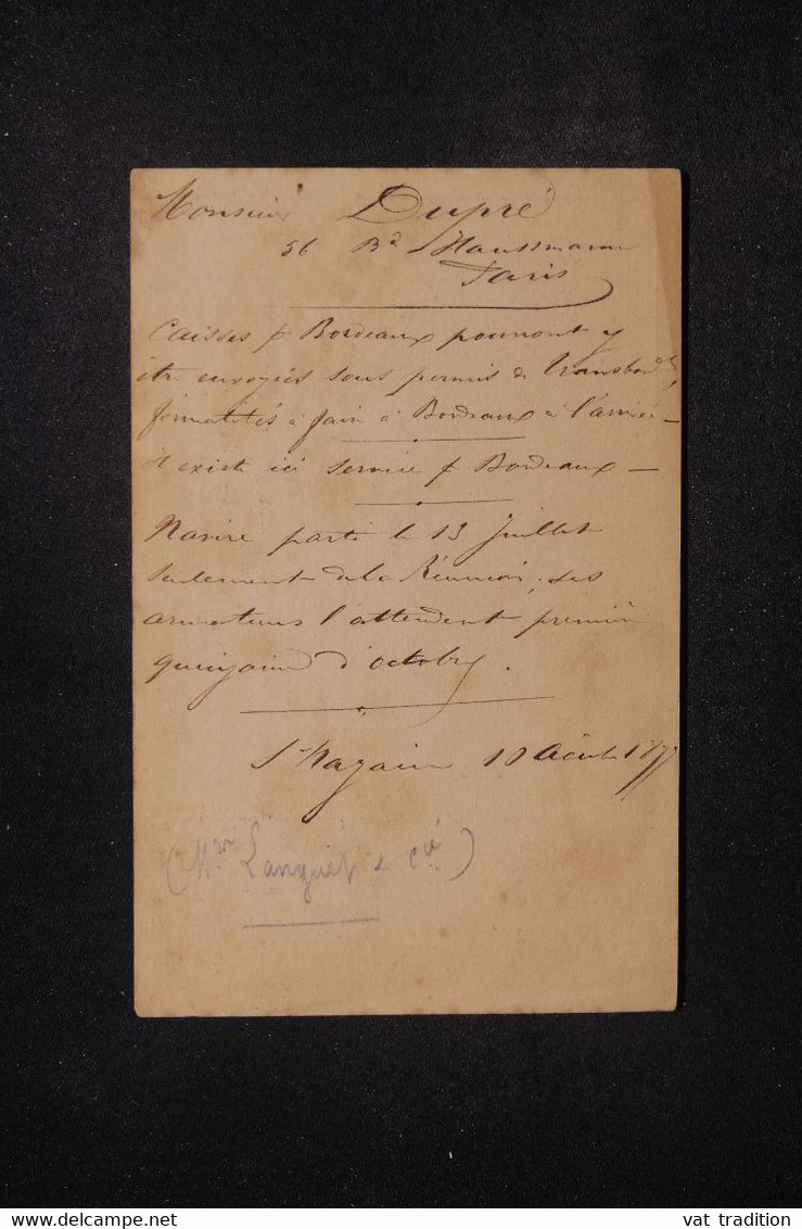 FRANCE - Carte Précurseur De Savonay Pour Paris En 1877 Avec Cachet Convoyeur Sur Type Sage 15ct - L 122267 - Vorläufer