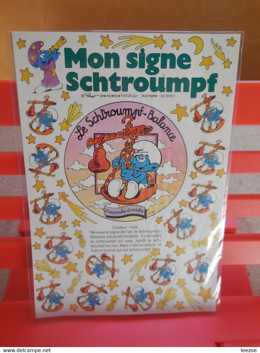Smurfs, Schtroumpfs, Autocollants Stickers : Mon Signe Schtroumpfs, Signe Astro Balance..RARE...COLONNE122 - Stickers