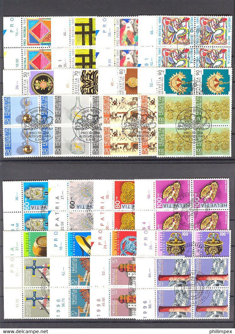 SWITZERLAND - SUPERB  COLLECTION ~1976-1999 - ALL USED BLOCKS OF 4!