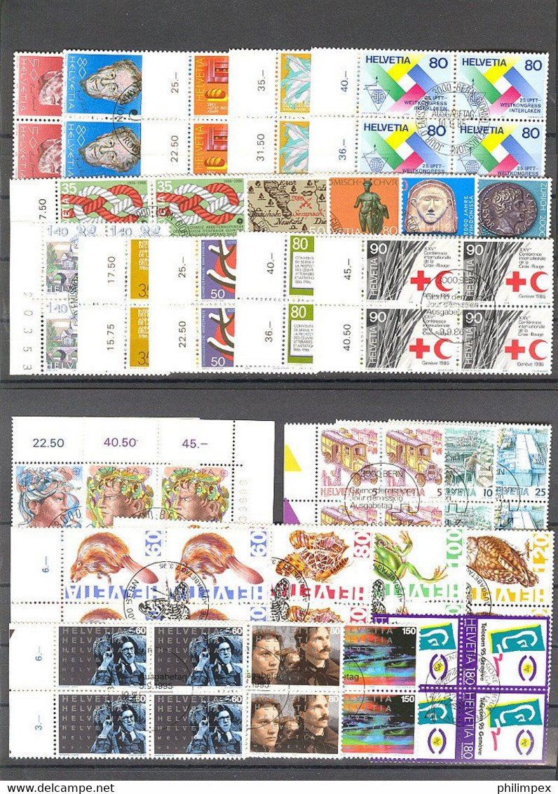 SWITZERLAND - SUPERB  COLLECTION ~1976-1999 - ALL USED BLOCKS OF 4!