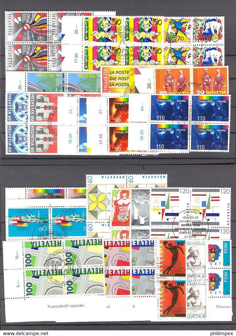 SWITZERLAND - SUPERB  COLLECTION ~1976-1999 - ALL USED BLOCKS OF 4!