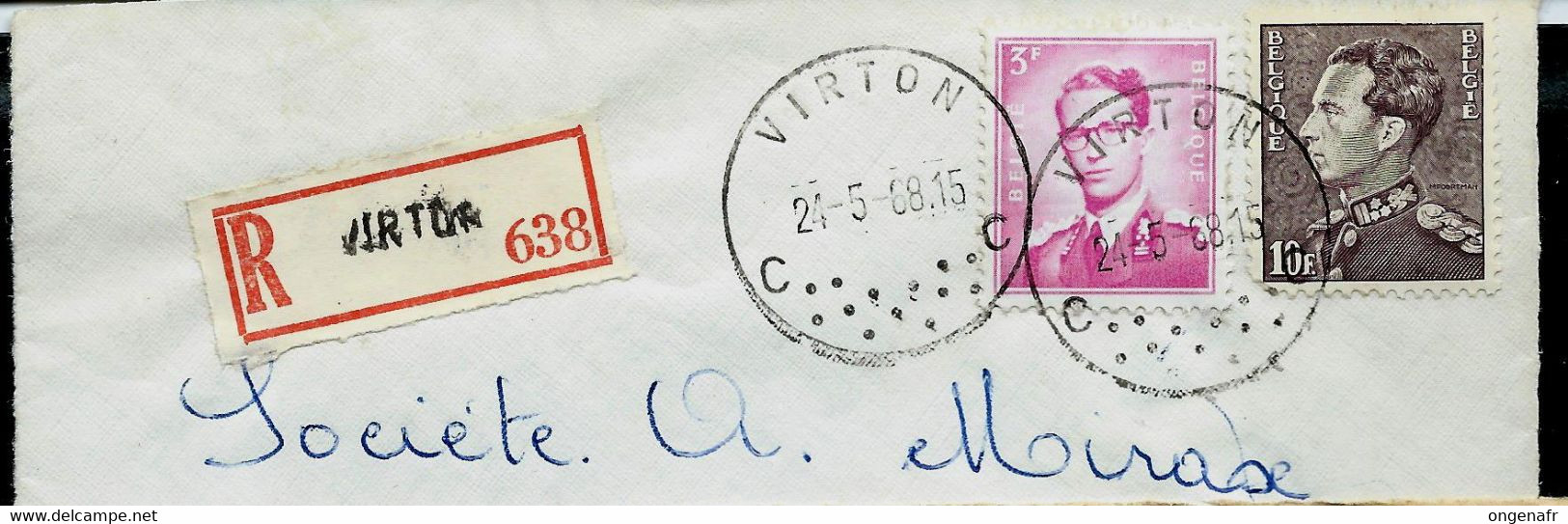 Devant De Lettre, Obl. VIRTON - C C - 24/05/68 En Rec.  ( " Lunettes" ) - Rural Post