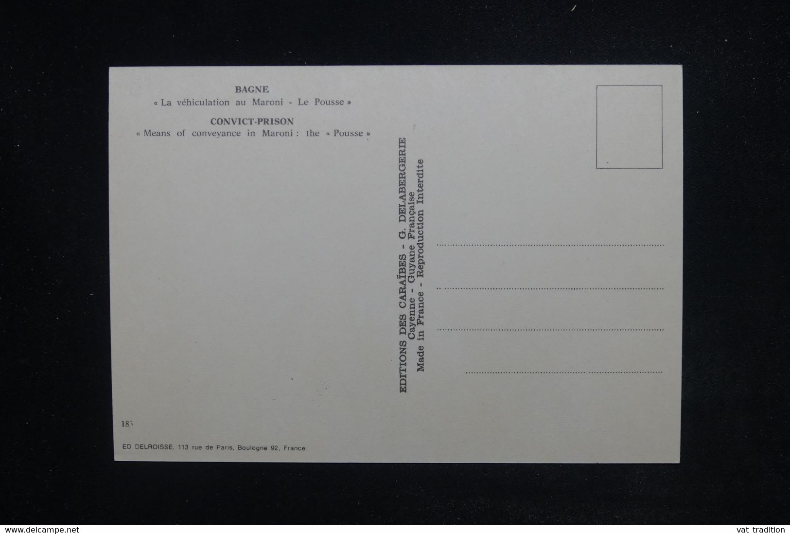 BAGNES - Carte Postale -Cayenne - La Véhiculation Au Maroni -Le Pousse - L 122301 - Gevangenis