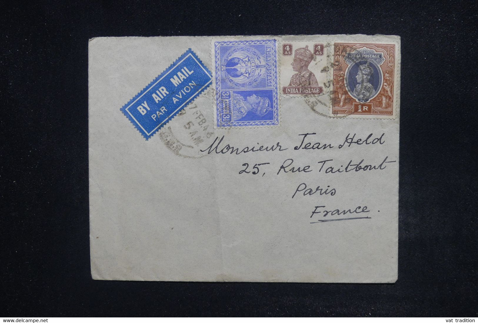 INDES ANGLAISES - Enveloppe Par Avion Pour Paris En 1946  - L 122319 - 1936-47 Roi Georges VI