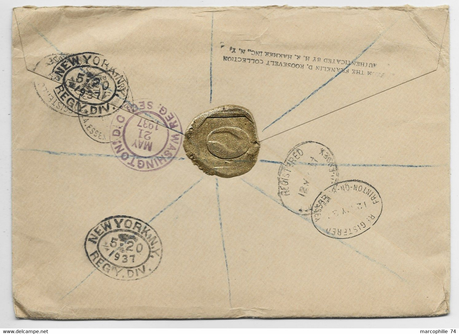 ENGLAND SIX PENCE + 1/2D LETTRE COVER REC FRONTON ON SEA 1937 TO  PRESIDENT USA FRANKLIN ROOSEVELT USA - Storia Postale