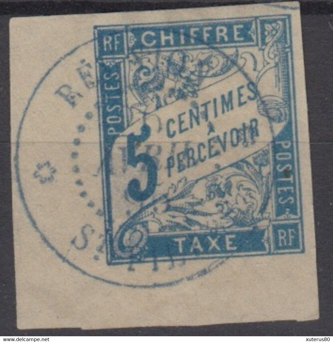 #180 COLONIES GENERALES TAXE N° 18 Cdf Oblitéré En Bleu St-Pierre (Réunion) - Segnatasse