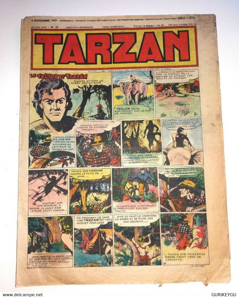 Collection TARZAN N° 60 Les éditions Mondiales 1948 Les Hommes Leopards - Tarzan