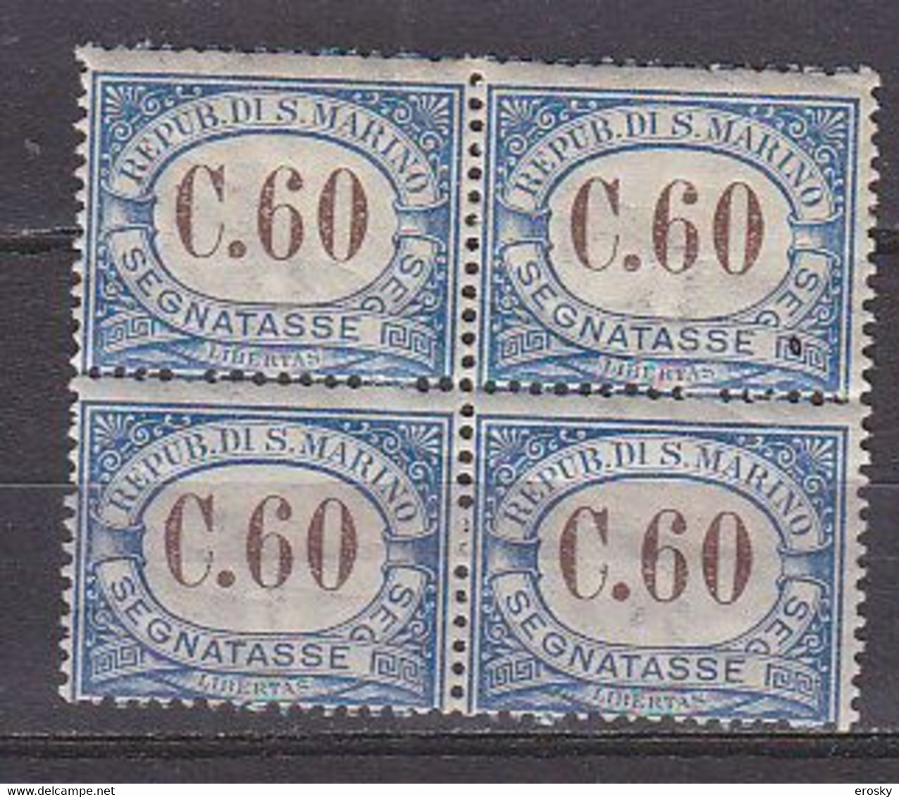 Y9333 - SAN MARINO TASSE Ss N°23 - SAINT-MARIN TAXE Yv N°23 ** Quartina Bloc - Postage Due