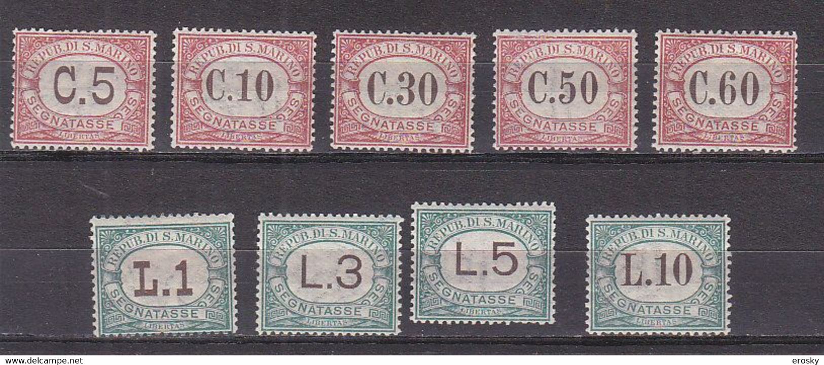 Y9324 - SAN MARINO TASSE Ss N°10/18 - SAINT-MARIN TAXE Yv N°10/18 * - Timbres-taxe