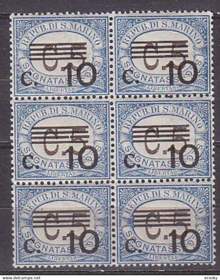 Y9339 - SAN MARINO TASSE Ss N°47 - SAINT-MARIN TAXE Yv N°47 ** Bloc X 6 - Timbres-taxe