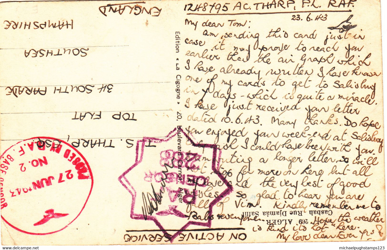 G.B. / Military Mail / Algeria / R.A.F. / Censorship / Mosque Postcards - Unclassified