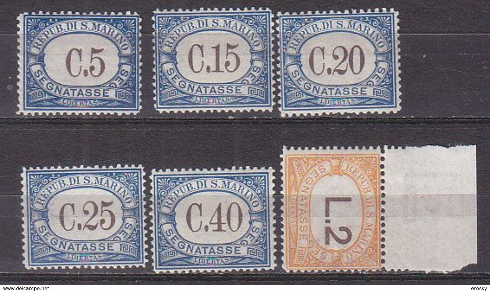 Y9343 - SAN MARINO TASSE Ss N°54/59 - SAINT-MARIN TAXE Yv N°53B/58 ** - Timbres-taxe