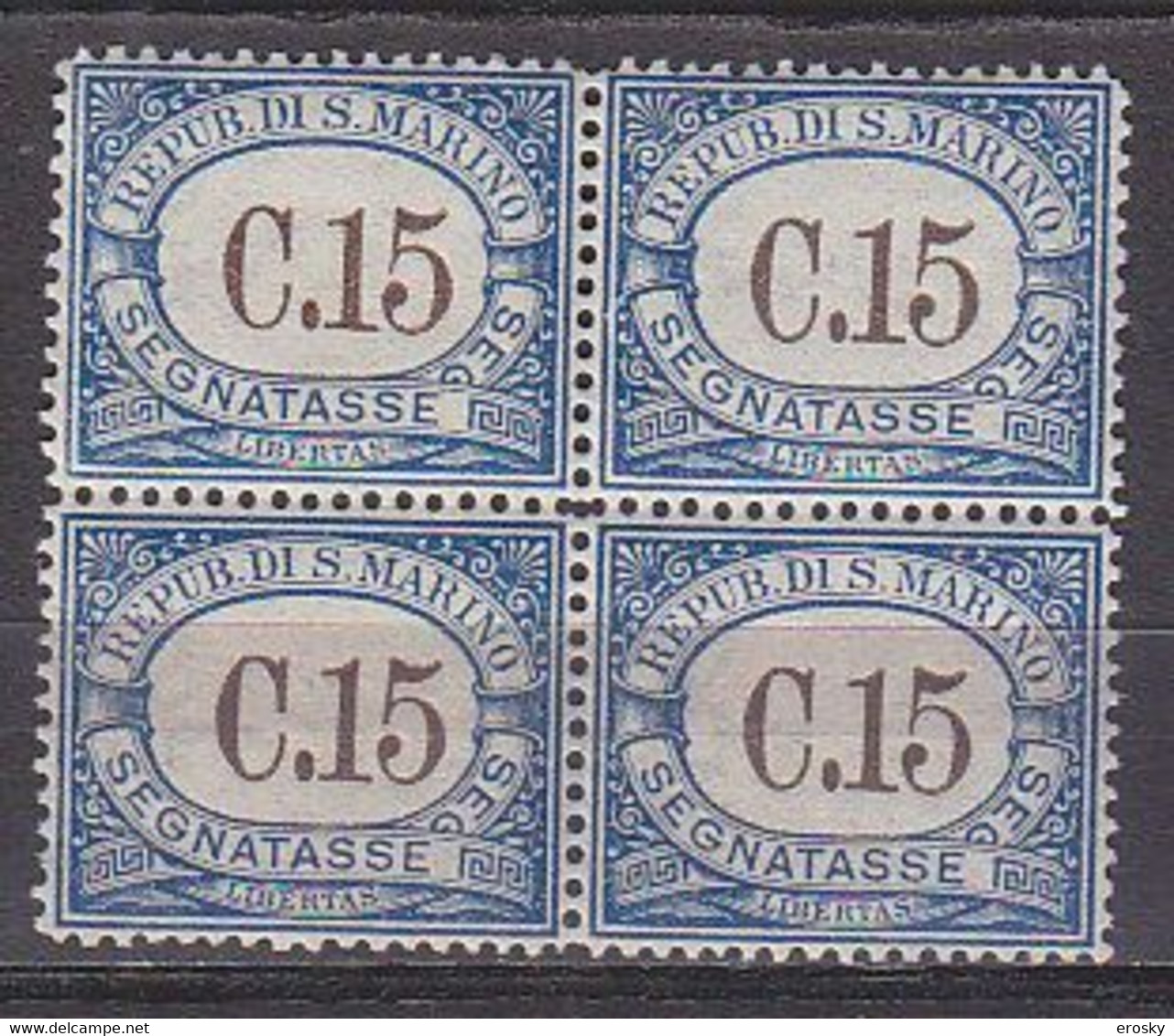 Y9347 - SAN MARINO TASSE Ss N°55 - SAINT-MARIN TAXE Yv N°54 ** Quartina Bloc - Timbres-taxe