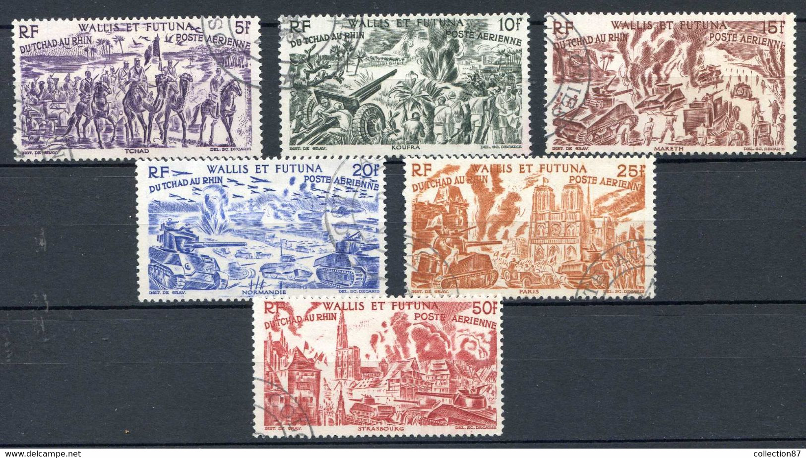 WALLIS Et FUTUNA < PA N° 5 à 10 Ø Série Complète 6 Valeurs Oblitérés - Used Stamp Ø < TCHAD Au RHIN - CHAR TANK JEEP - Gebraucht