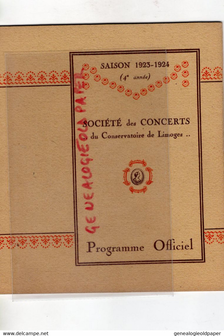 87- LIMOGES -PROGRAMME SOCIETE CONCERTS CONSERVATOIRE-SALLE DU TIVOLI-CINE PARIS-MARY MAYRAND-A .BRAILOWSKY-DONY - Programs