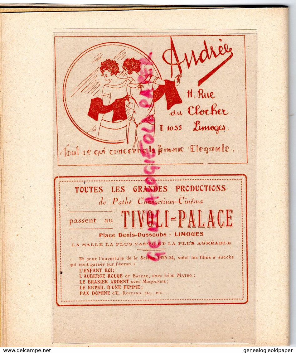 87- LIMOGES -PROGRAMME SOCIETE CONCERTS CONSERVATOIRE-SALLE DU TIVOLI-CINE PARIS-MARY MAYRAND-A .BRAILOWSKY-DONY