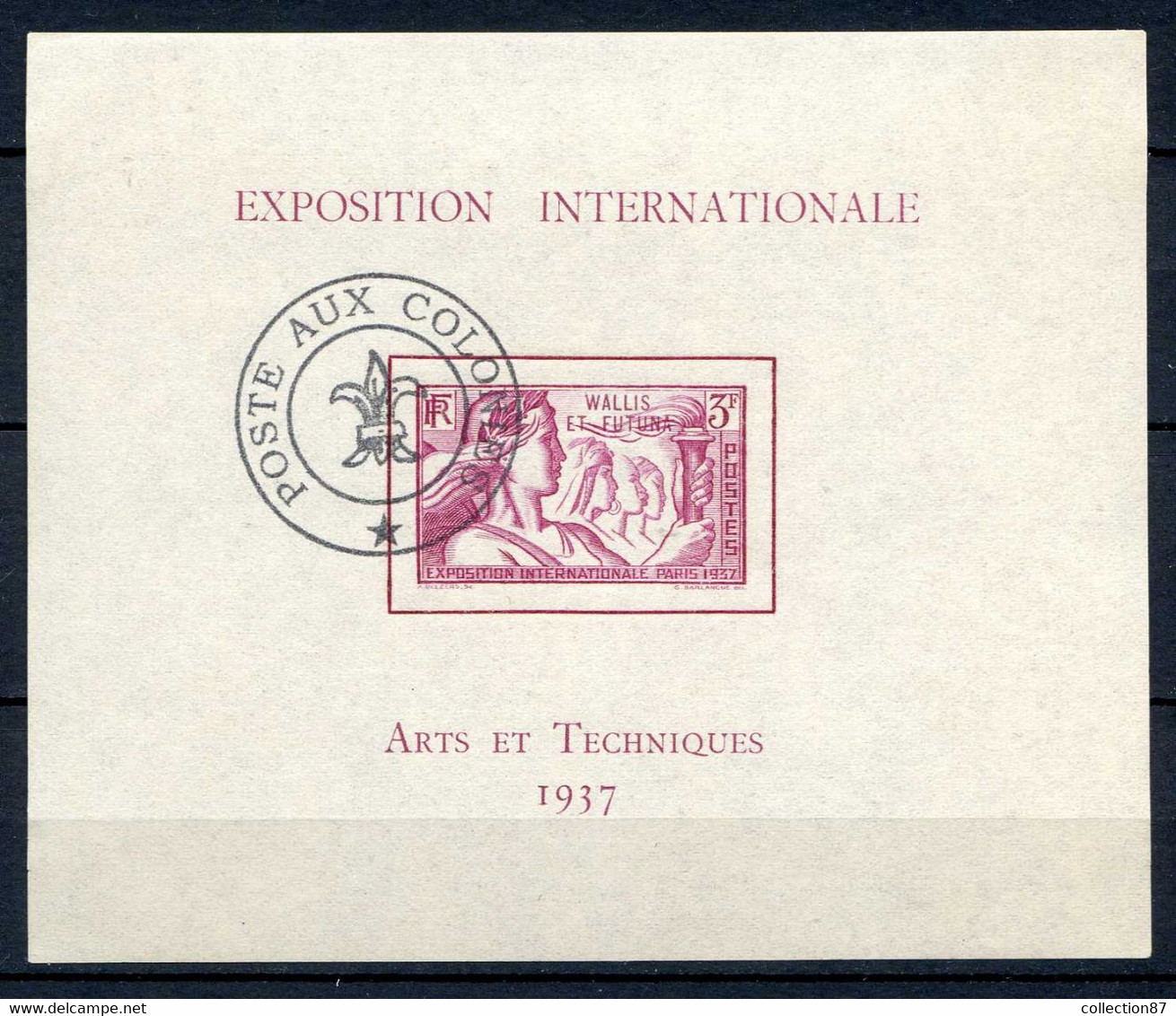 WALLIS Et FUTUNA < BLOC N° 1 Ø BF Oblitéré Poste Aux Colonies - Used Stamp Ø - Exposition Internationale Arts Techniques - Hojas Y Bloques