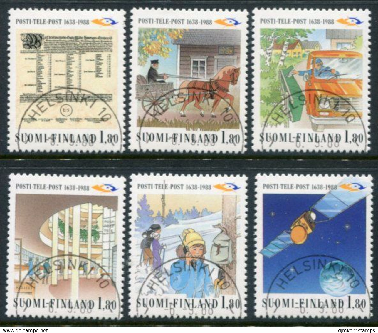 FINLAND 1988 350th Anniversary Of Postal Service Used.  Michel 1059-64 - Oblitérés