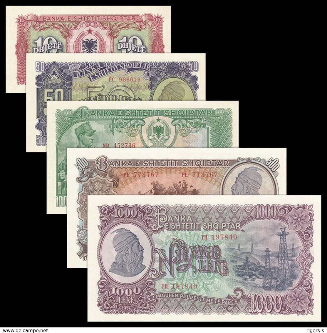 ALBANIA BANKNOTES 1957 FULL SET UNC CONDITIONS Rare (serial Number May Differ From The Photo Due To Different Pieces) - Albanië