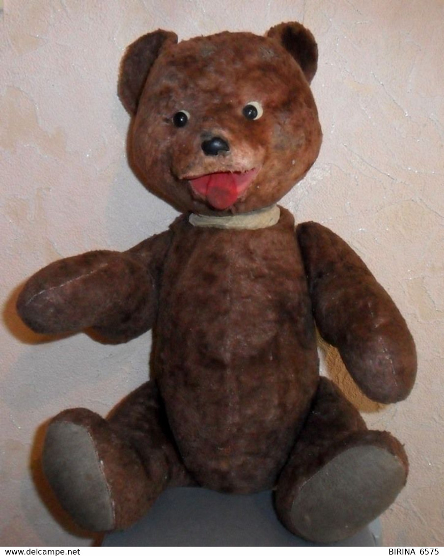 Bear. Bear. PLUSH. USSR. 1940-1950, 44-45 Cm. DISCS. - 3-87-i - Cuddly Toys