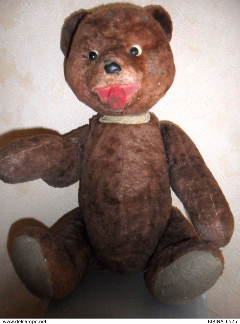 Bear. Bear. PLUSH. USSR. 1940-1950, 44-45 Cm. DISCS. - 3-87-i - Cuddly Toys