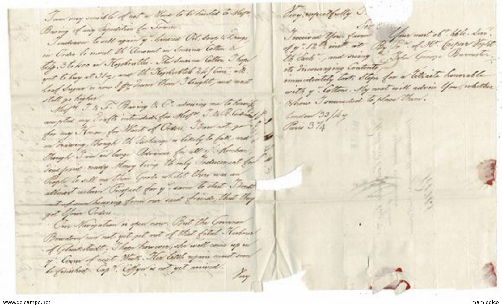 28 Mars 1795.Enveloppe-Lettre Envoyée D'HAMBOURG Pour PARIS En Passant Par BÂLE (BASLE). Ecrite En  Anglais. - ... - 1799