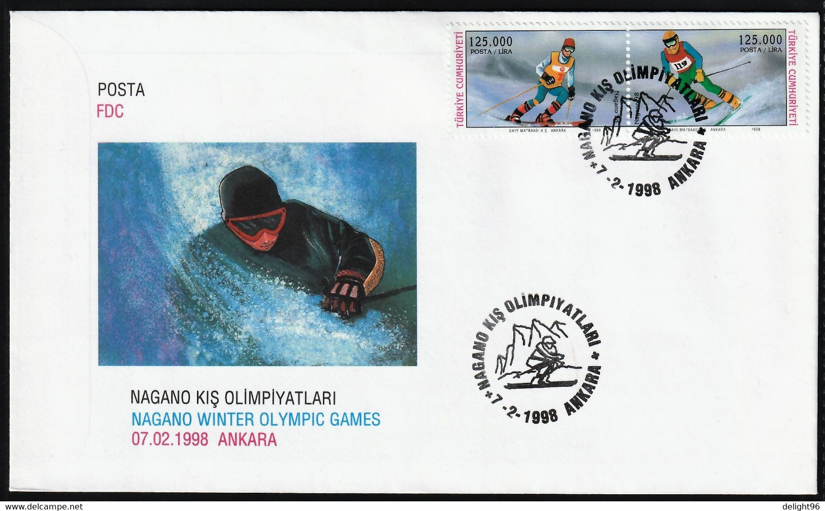 1998 Turkey Winter Olympic Games In Nagano FDC - Winter 1998: Nagano