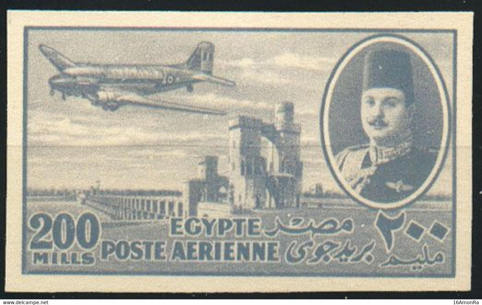 KING FAROUK POSTE AERIENNE 200mil/ IMPERFORATE.  Superbe - 19435 - Ongebruikt