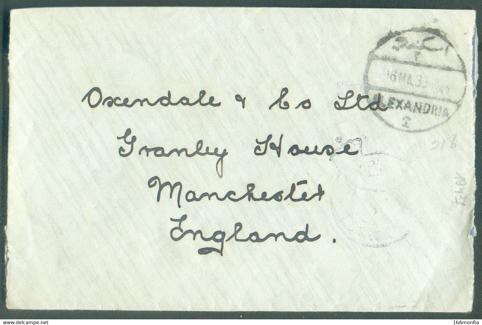BRITISH FORCES IN EGYPT LETTER STAMP Cover From ALEXANDRIA 16 Ma. 1935 To Manchester (GB) And Franked (on The Back) With - Briefe U. Dokumente