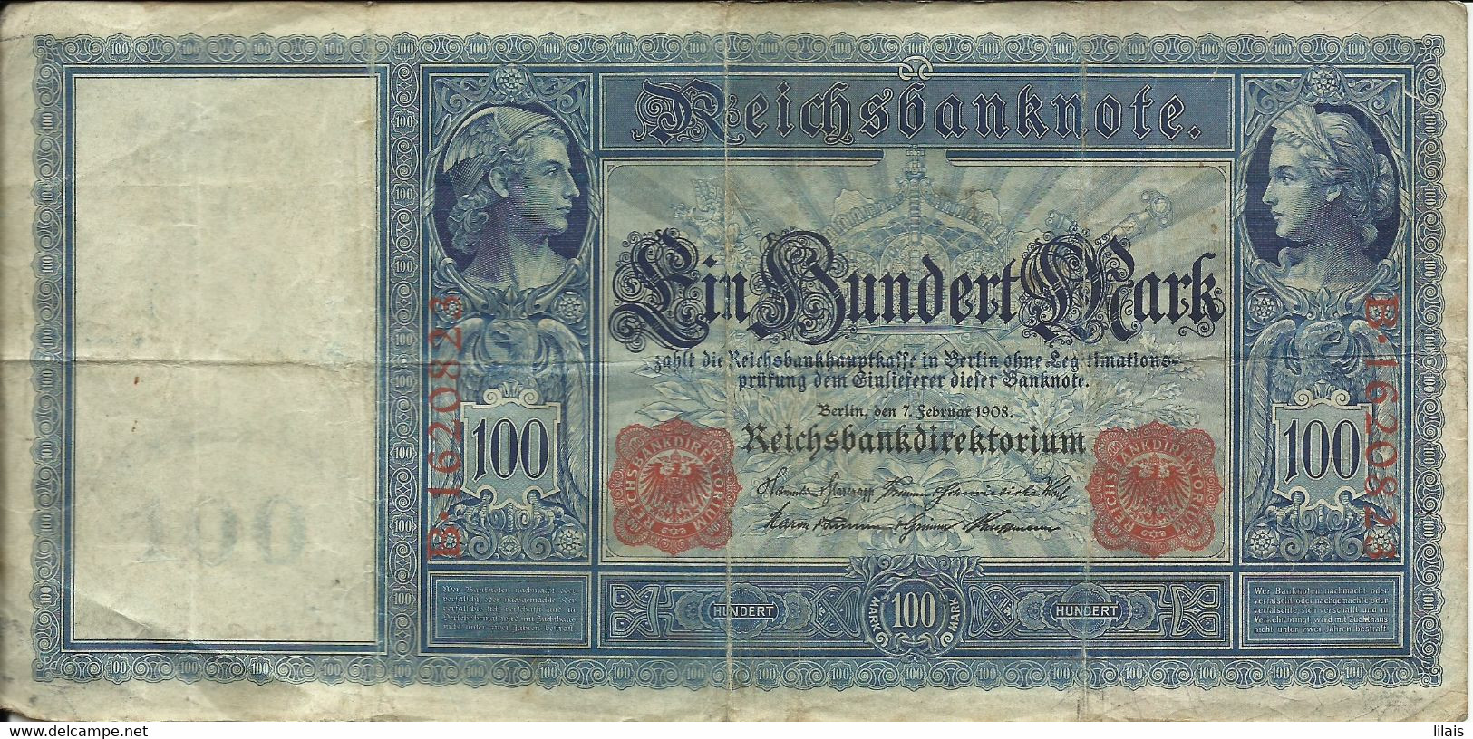 Billet, Allemagne, 100 Mark, 1908, 1908-02-07, KM:33b, AB - 100 Mark