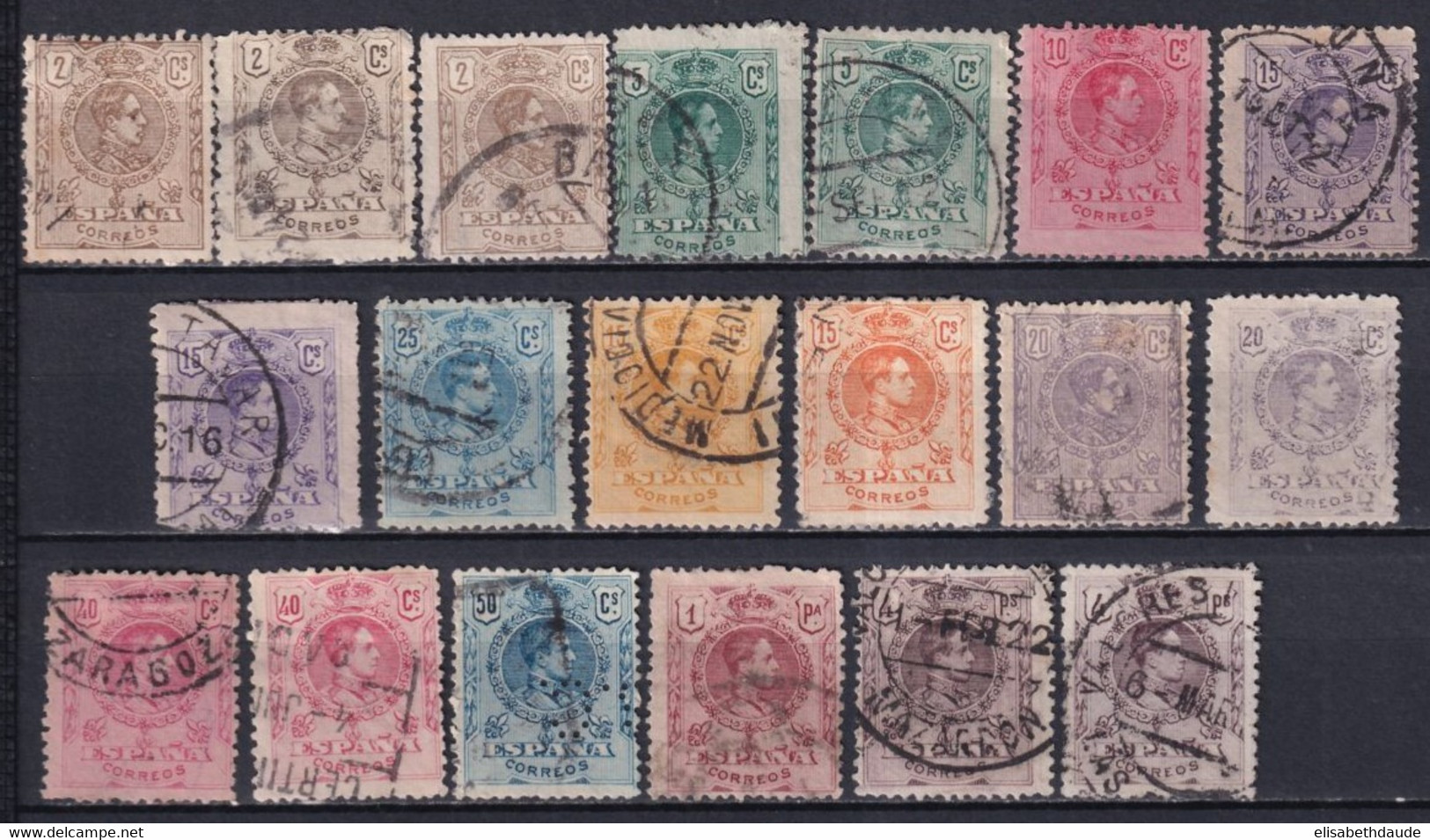 ESPAGNE - 1909/1920 - ALPHONSE XIII - YT 242/257 INCOMPLETE MAIS AVEC VARIETES OBLITERES - - Used Stamps