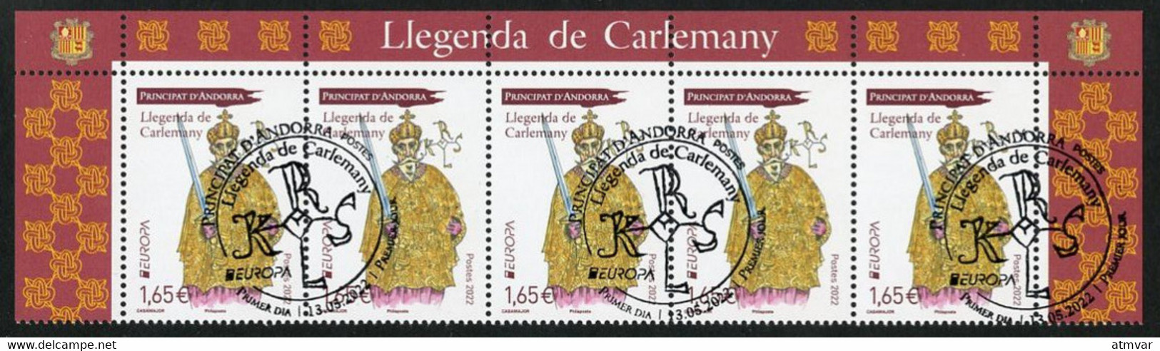 ANDORRA ANDORRE (2022) EUROPA - Llegenda De Carlemany, Charlemagne, Roi, épée, Myths And Legends - First Day Postmark - Other & Unclassified