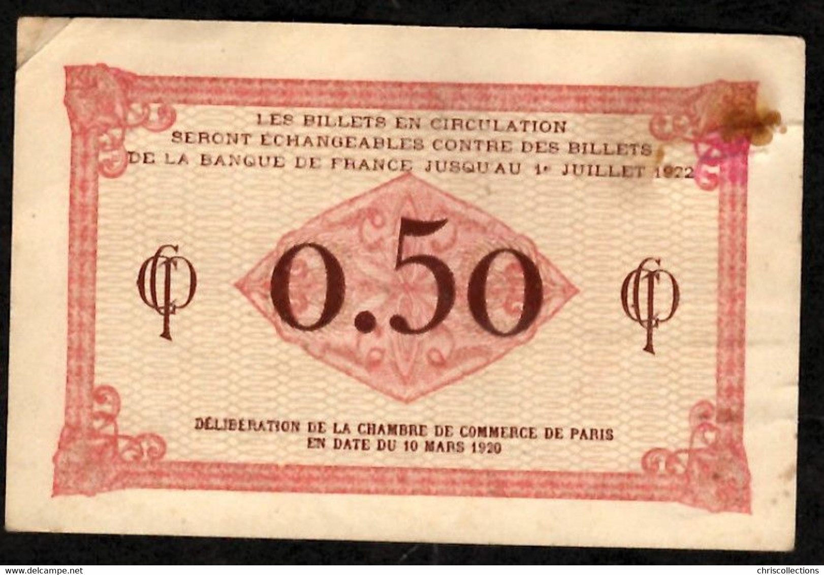 FRANCE - Billet Cinquante Centimes Chambre De Commerce De Paris - N°074967 - Chambre De Commerce