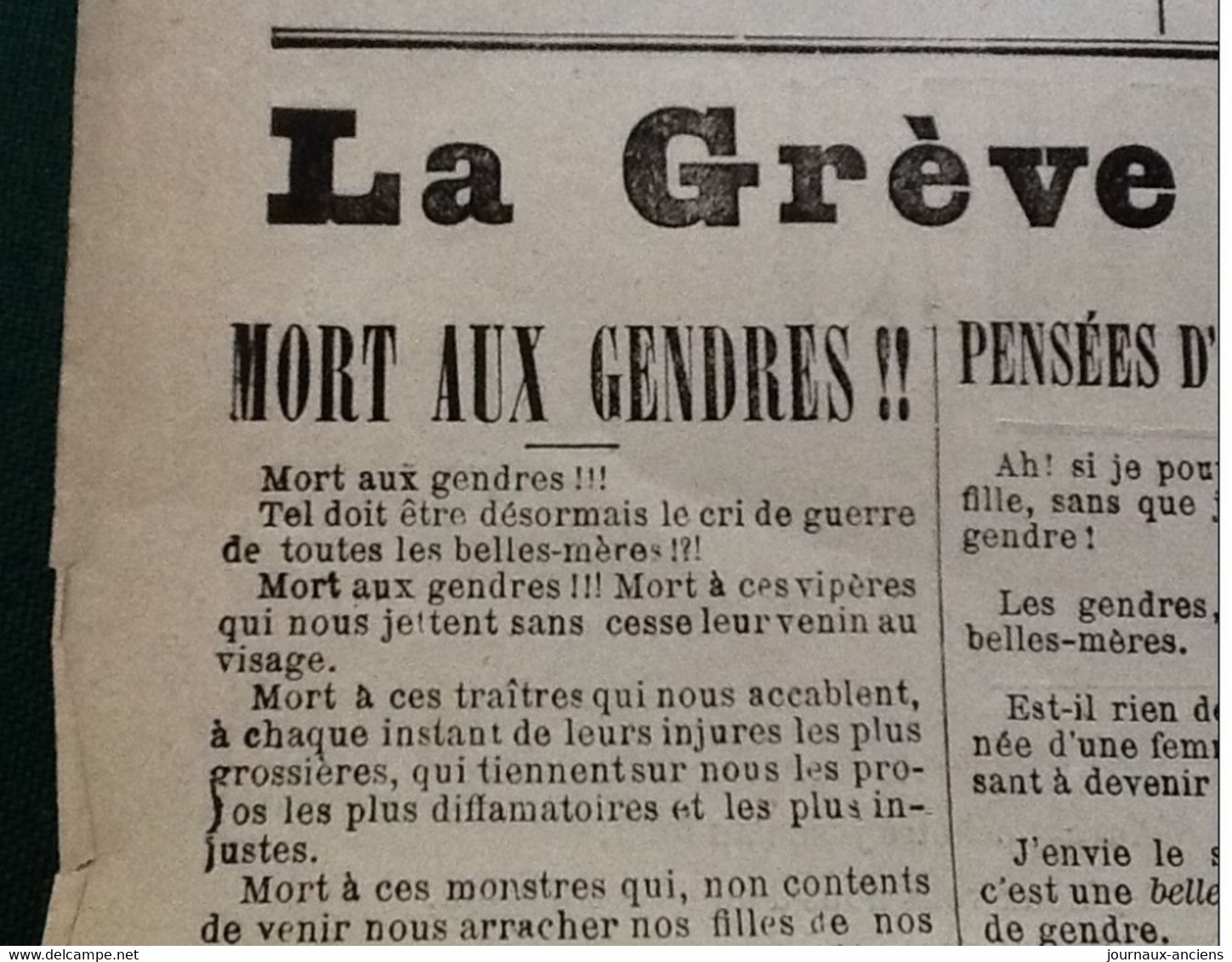 Journal N° 1 Première Année 188? LE JOURNAL DES BELLES-MÈRES - LA MARSEILLAISE DES BELLES MÈRES - Zeitungen - Vor 1800