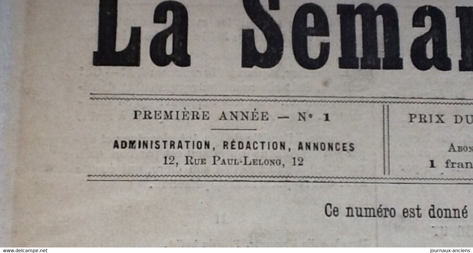 1889 Journal N° 1 - LA SEMAINE ILLUSTRÉE - POMPIERS " MORT AUX CHAMP D'HONNEUR " - ATCHINOFF - Kranten Voor 1800