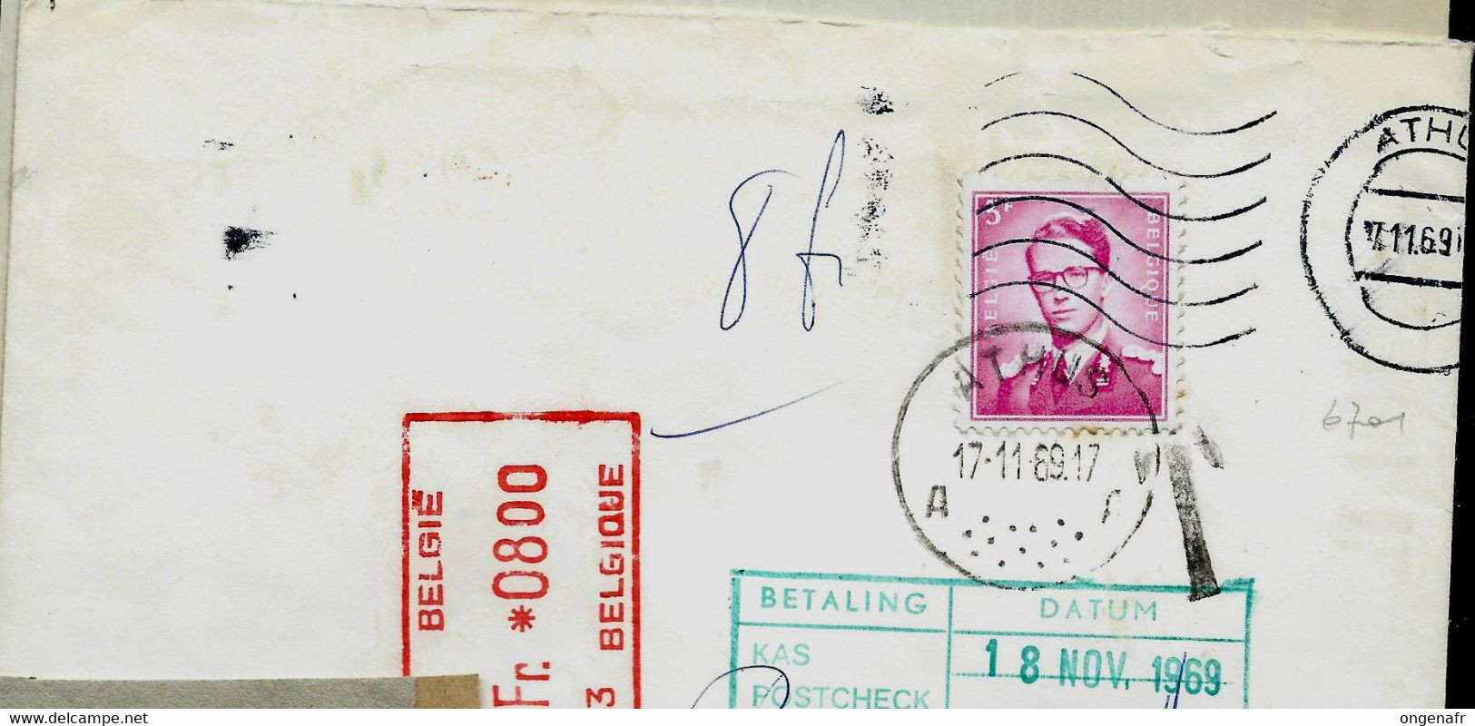 Lettre Entière   Obl.  ATHUS - A A - 17/11/69 + Taxé  à ANTWERPEN   ( " Lunettes " ) - Poste Rurale