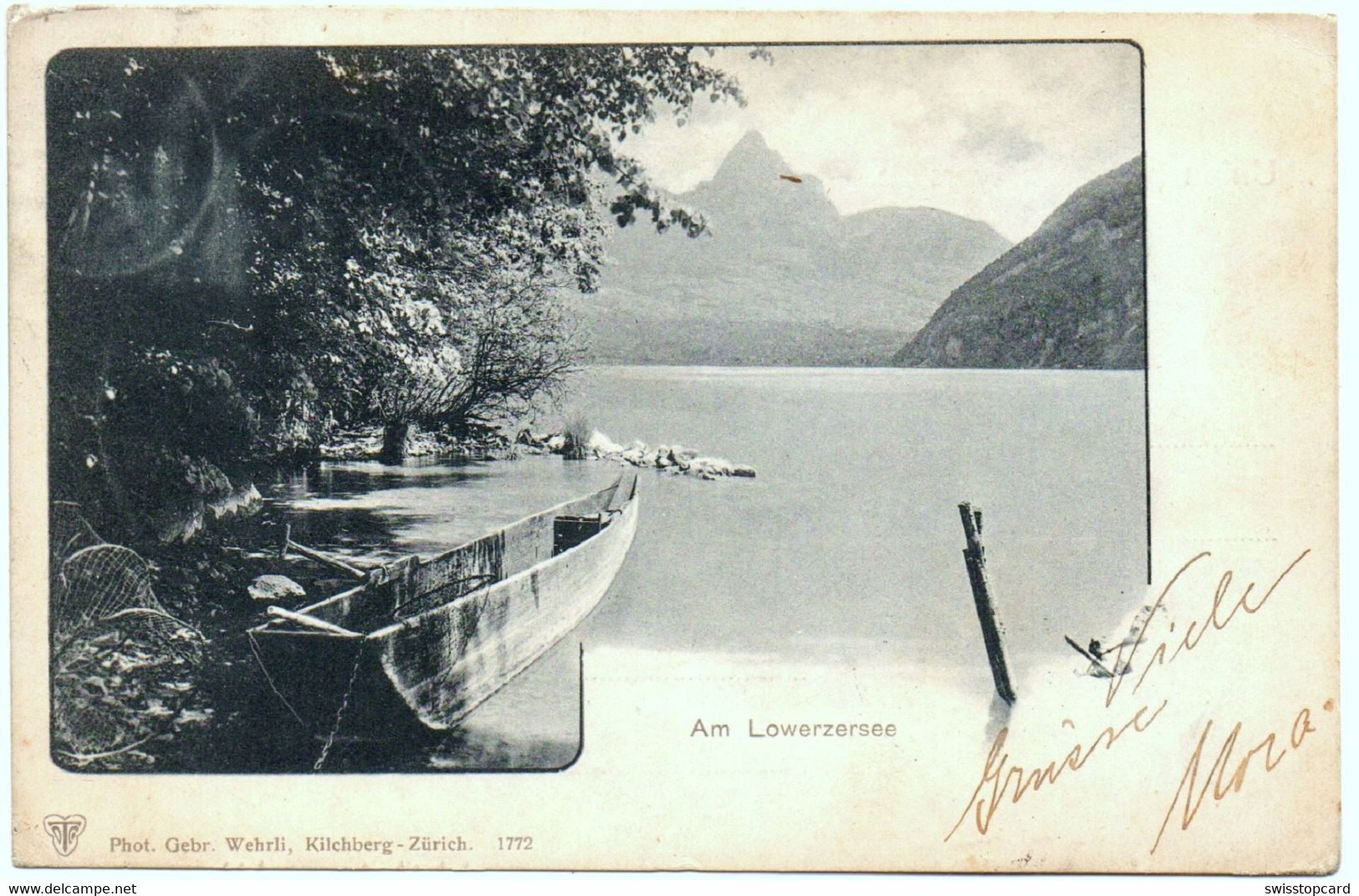 LAUERZ Fischerboot Am Lowerzersee Bei Insel Schwanau Gel. 1901 V. Brunnen - Lauerz