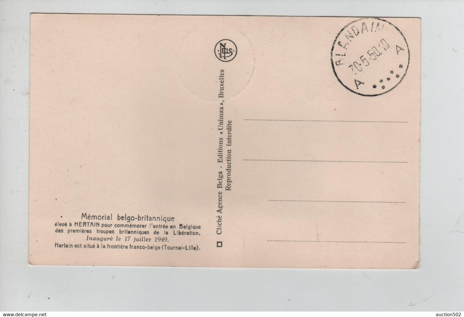 1950PR/ TP 825  S/Carte Maximum Obl. Blandain 1950 - 1934-1951