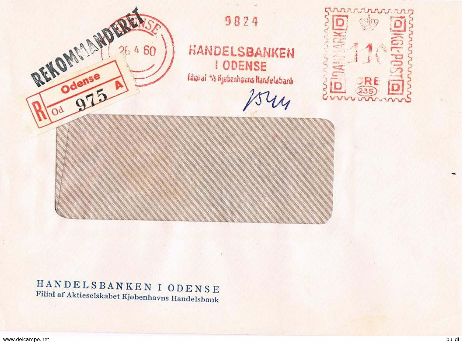 Dänemark Freistempel, EMA - Einschreiben - Meterstamp - Odense - Bank - Frankeermachines (EMA)