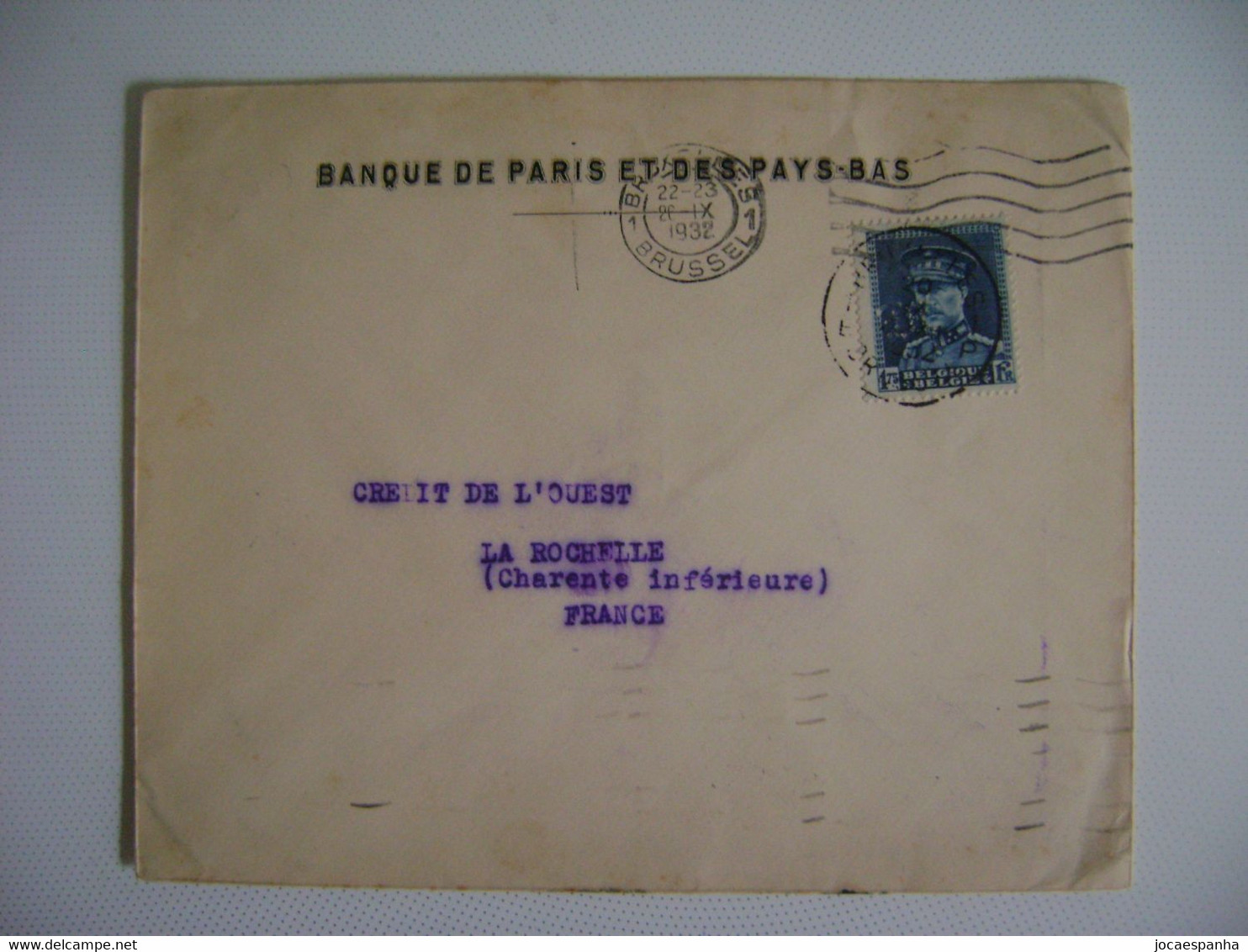 BELGIUM / BELGIQUE - ENVELOPE SENT FROM BRUSSELS / BRUXELLES TO LA ROCHELLE (FRANCE) IN 1932 IN THE STATE - 1909-34