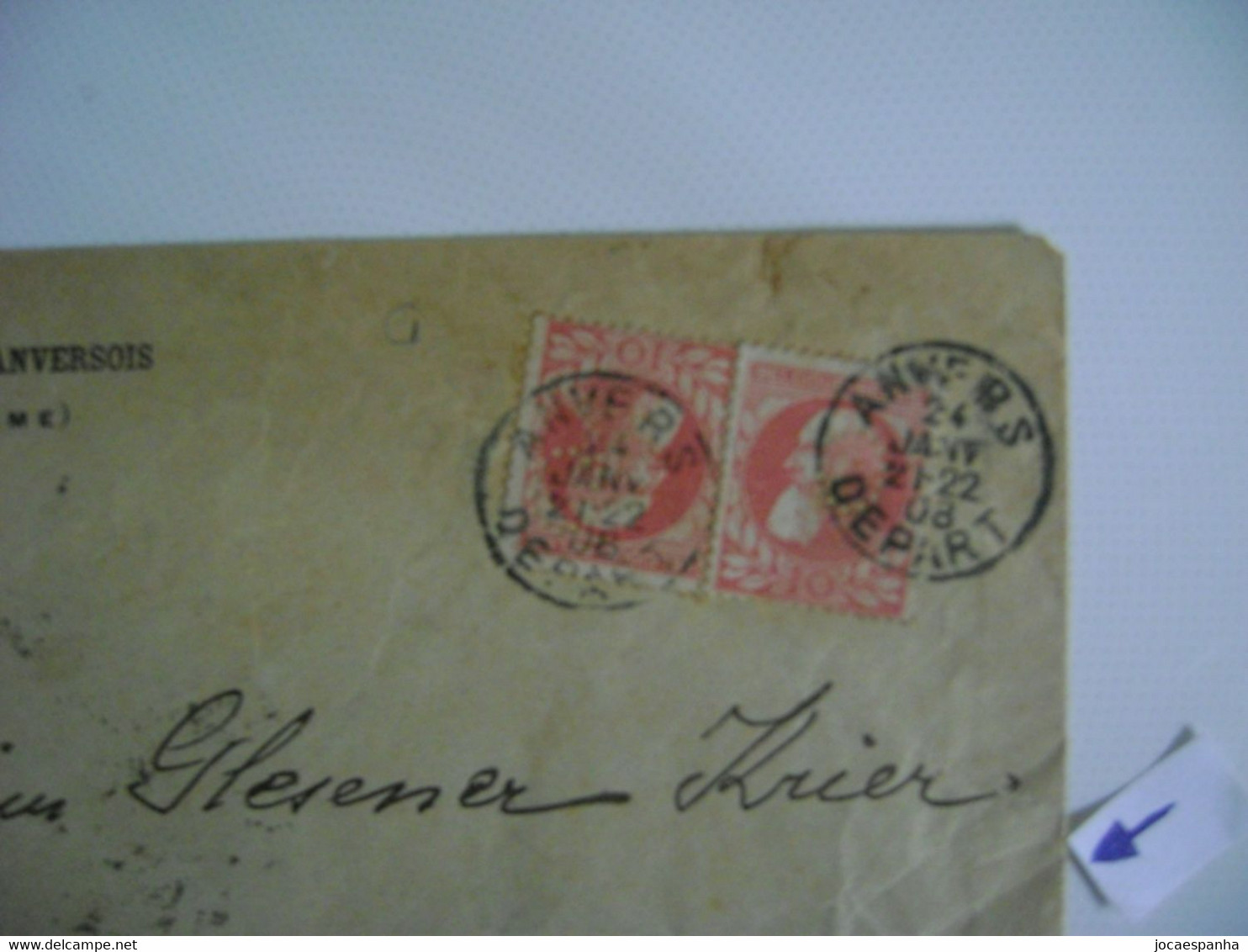 BELGIUM - ENVELOPE SENT FROM ANVERS TO WILTZ (LUXEMBOURG) WITH 2 STAMPS WITH PERFIN IN 1908 IN THE STATE - 1863-09