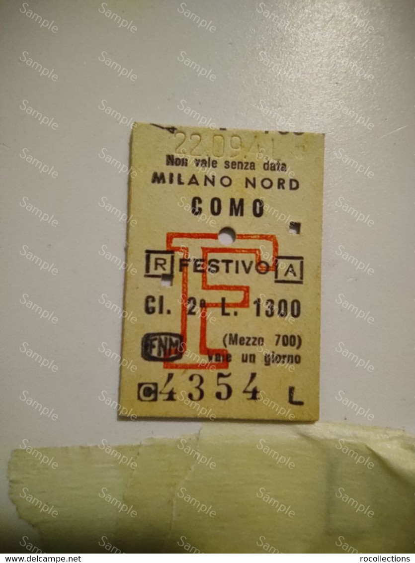 Italia Ticket Railway Treno Biglietto MILANO NORD - COMO - Europa