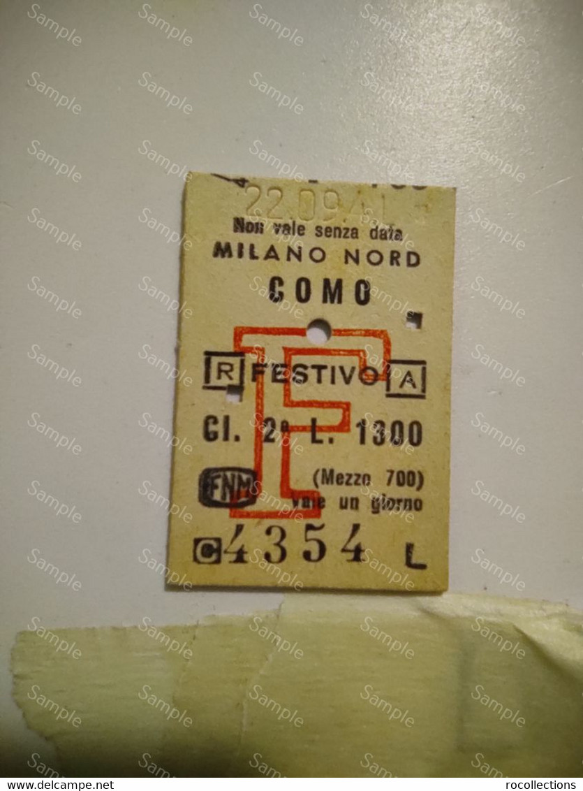Italia Ticket Railway Treno Biglietto MILANO NORD - COMO - Europe
