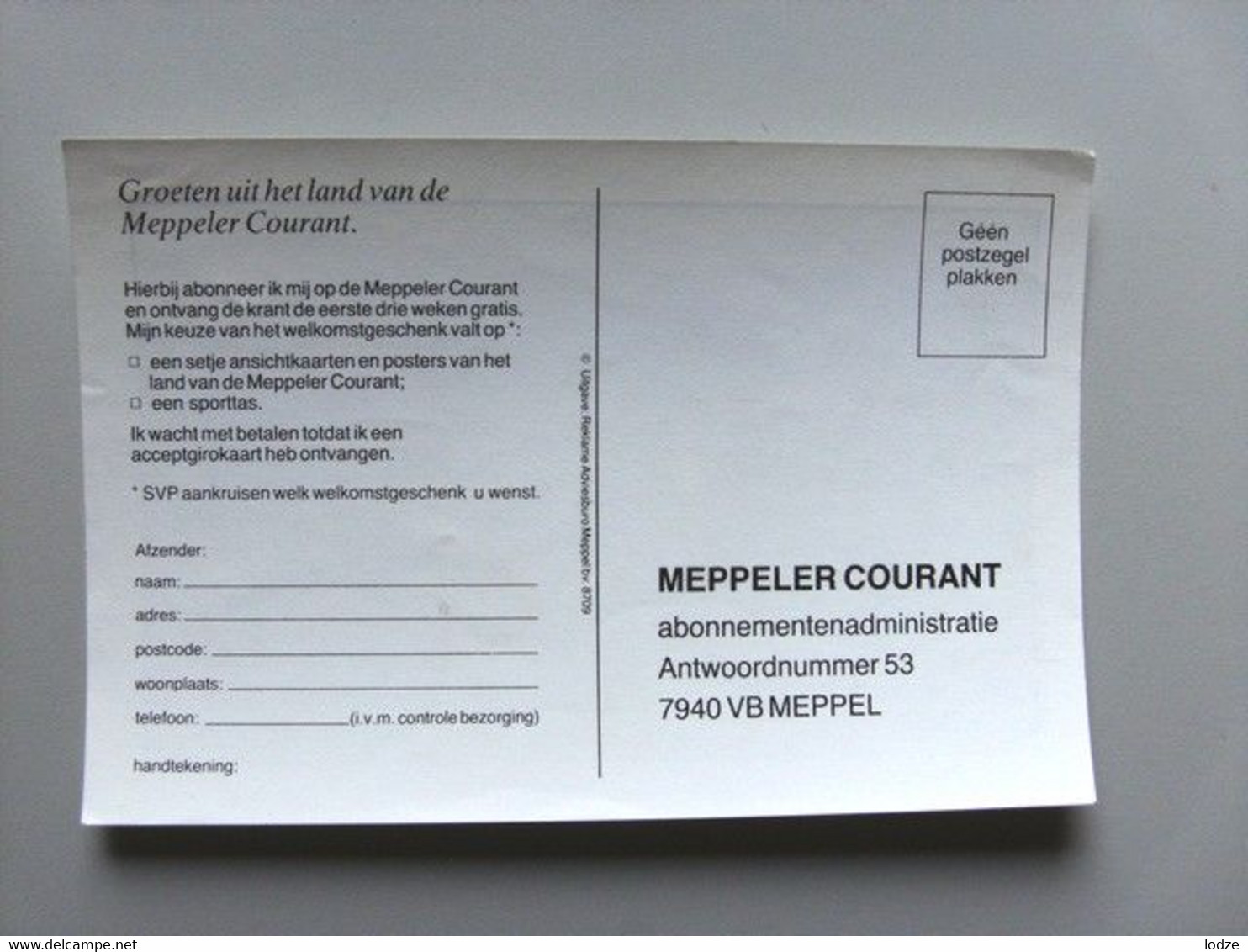 Nederland Holland Pays Bas Meppel Reclamekaart  Van De Meppeler Courant - Meppel
