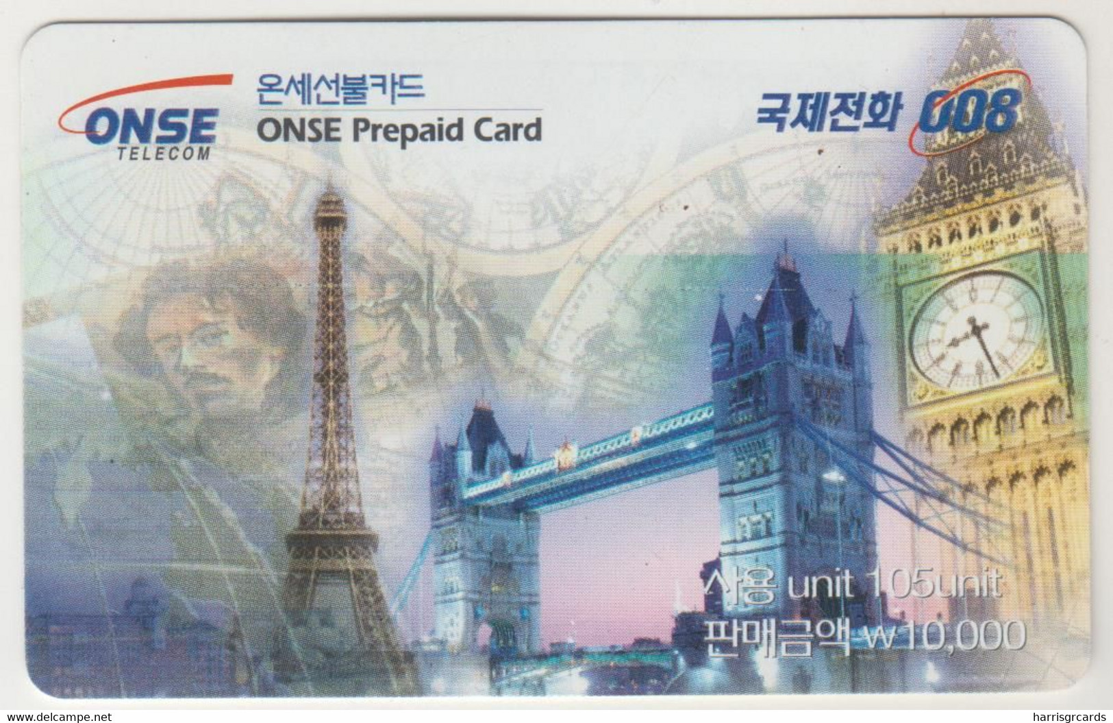 KOREA SOUTH - European Sights ,ONSE Prepaid Card 10.000 ₩ South Korean Won , Used - Corée Du Sud