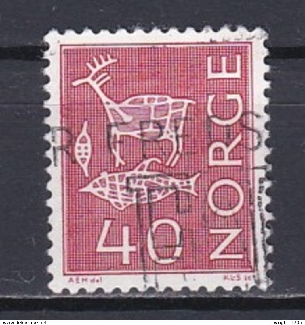 Norway, 1967, Cave & Rock Paintings, 40ö/Red/Phosporescent, USED - Gebruikt