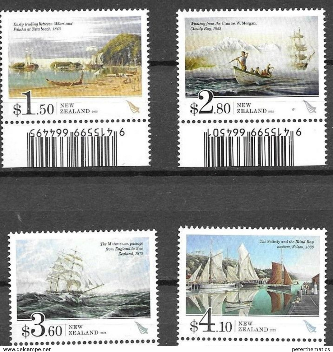 NEW ZEALAND, 2022, MNH, HISTORIC SHIPS, WHALING, CAPTAIN MORGAN, BOATS, 4v - Schiffe