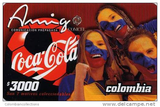 Lote TT5, Colombia, Tarjetas Telefonicas, Phone Cards, Coke,  Coca Cola, Futbol Colombia, Used - Kolumbien