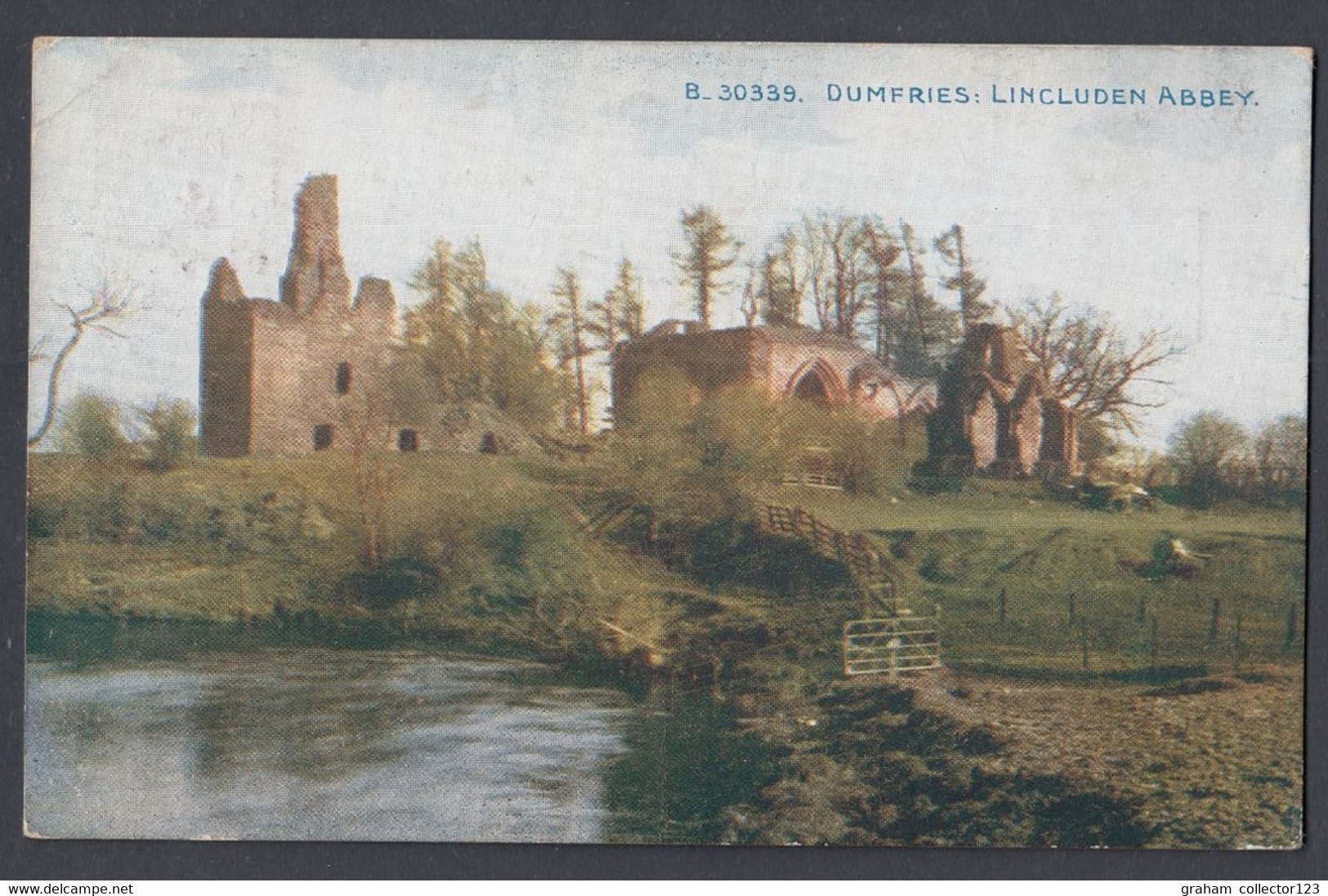 Vintage Printed Postcard Postale Carte Postkarte Dumfries Lincluden Abbey Posted 1922 GB KGV Stamp Scotland - Dumfriesshire