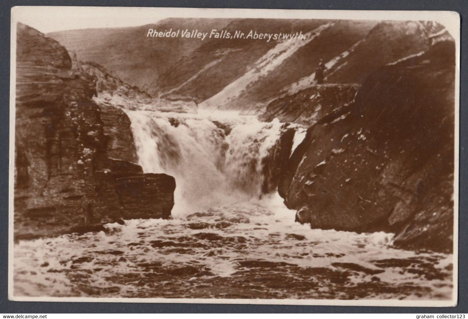 Vintage Photo Postcard Postale Carte Postkarte Rheidol Valley Falls Nr Aberystwyth Posted 1929 GB Union Congress Stamp - Cardiganshire